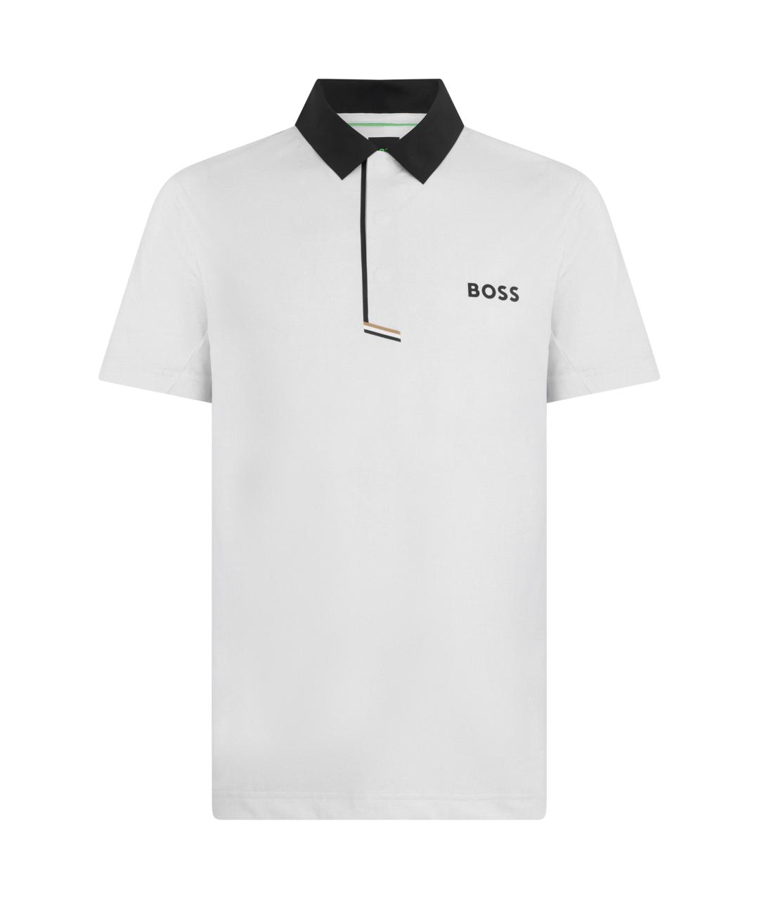 HUGO BOSS Белое синтетическое поло с коротким рукавом, фото 1