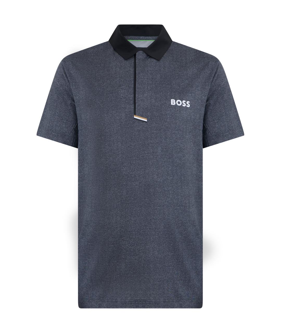 HUGO BOSS Серое синтетическое поло с коротким рукавом, фото 1