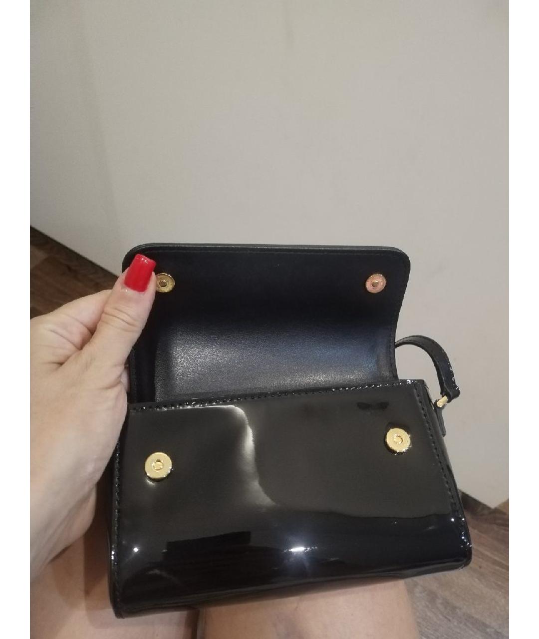 DOLCE&GABBANA Черная сумка через плечо из лакированной кожи, фото 5