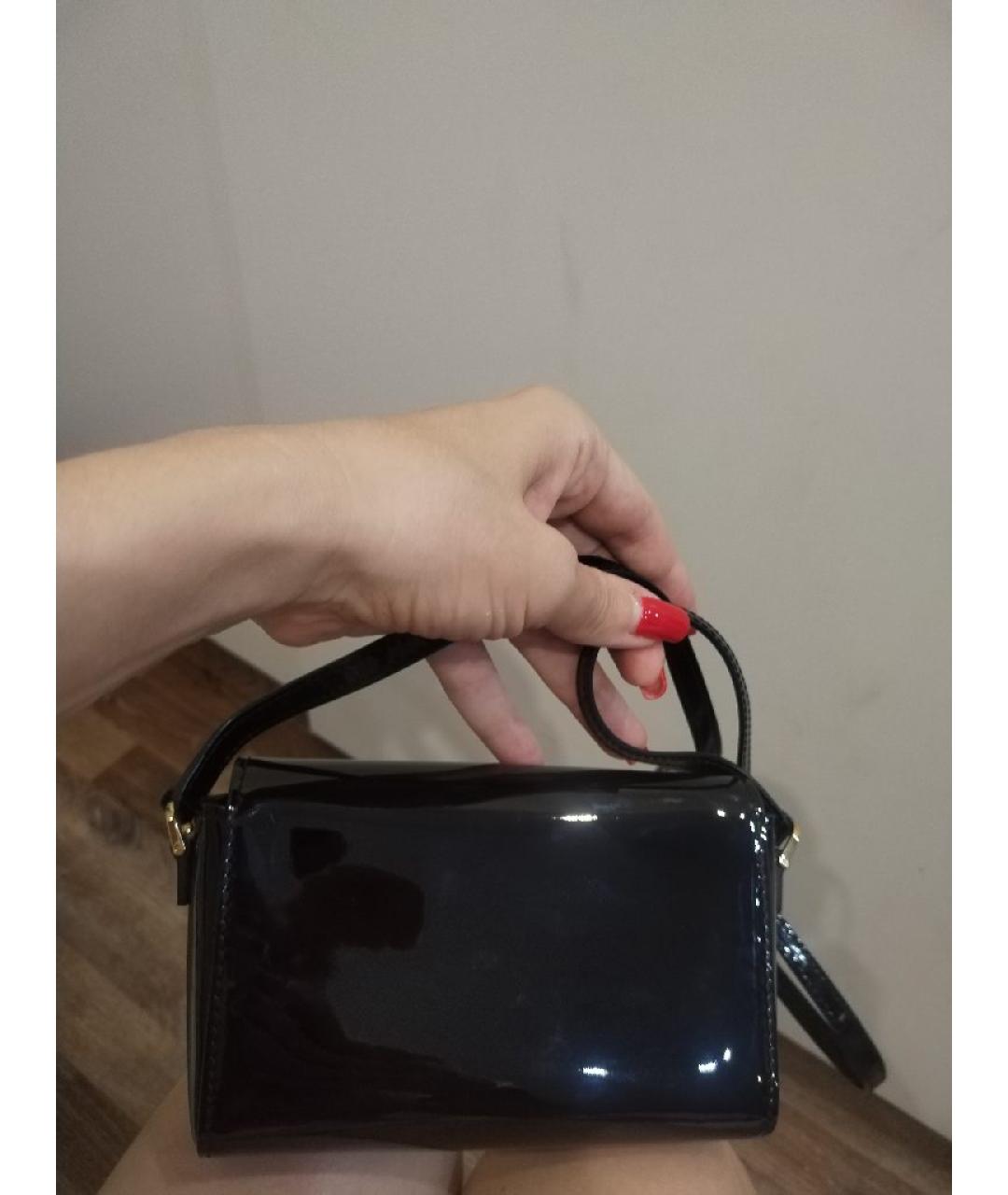 DOLCE&GABBANA Черная сумка через плечо из лакированной кожи, фото 2