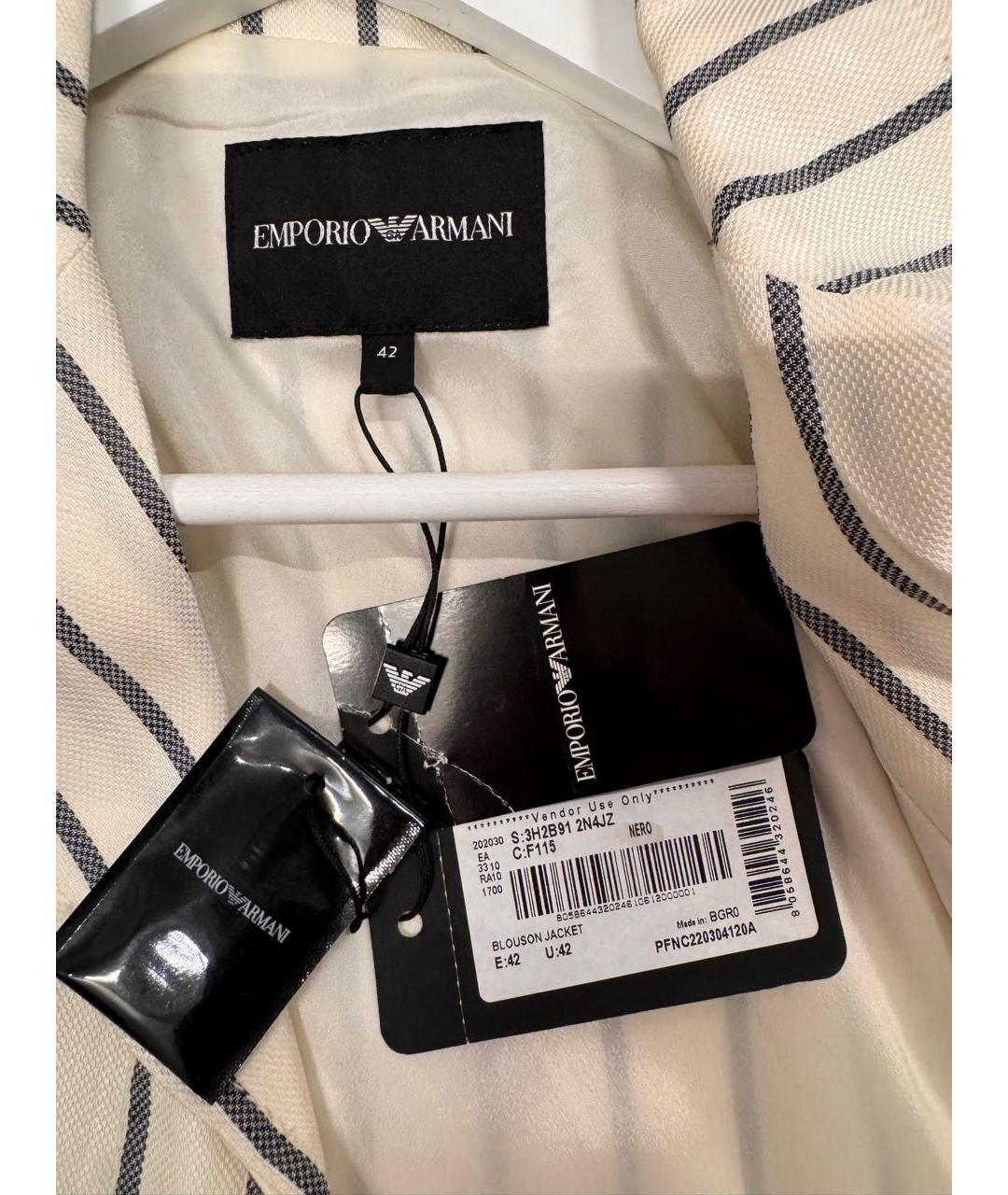 EMPORIO ARMANI Бежевый вискозный жакет/пиджак, фото 3