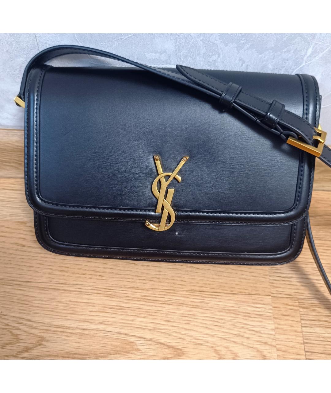 SAINT LAURENT Черная кожаная сумка через плечо, фото 2