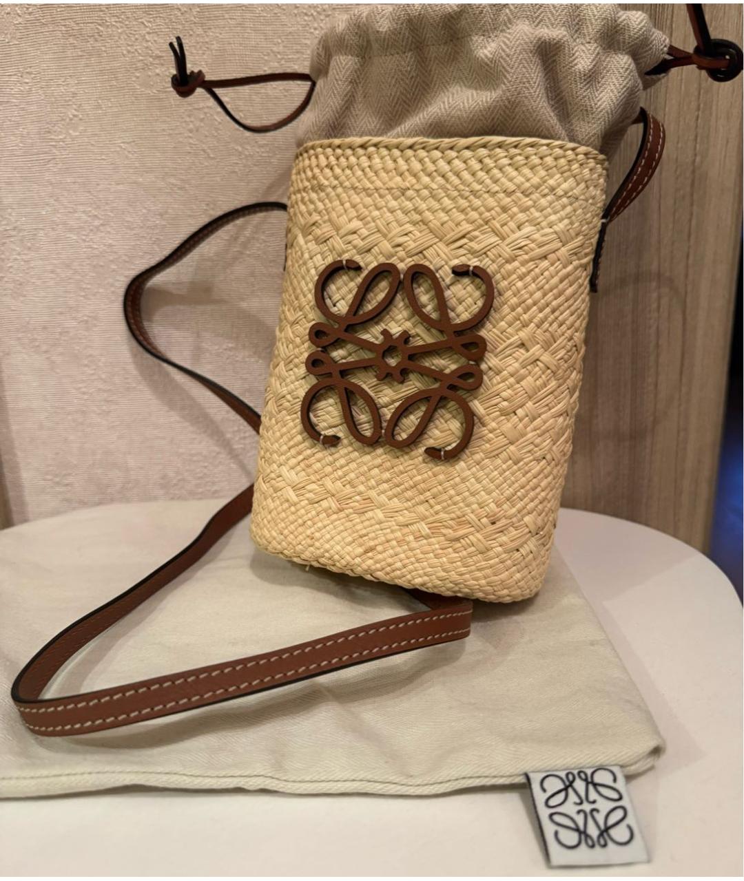 LOEWE Бежевая пляжная сумка, фото 5