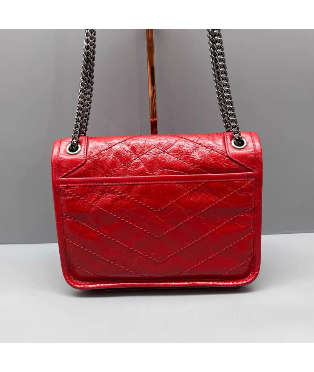 SAINT LAURENT Красная кожаная сумка через плечо, фото 2