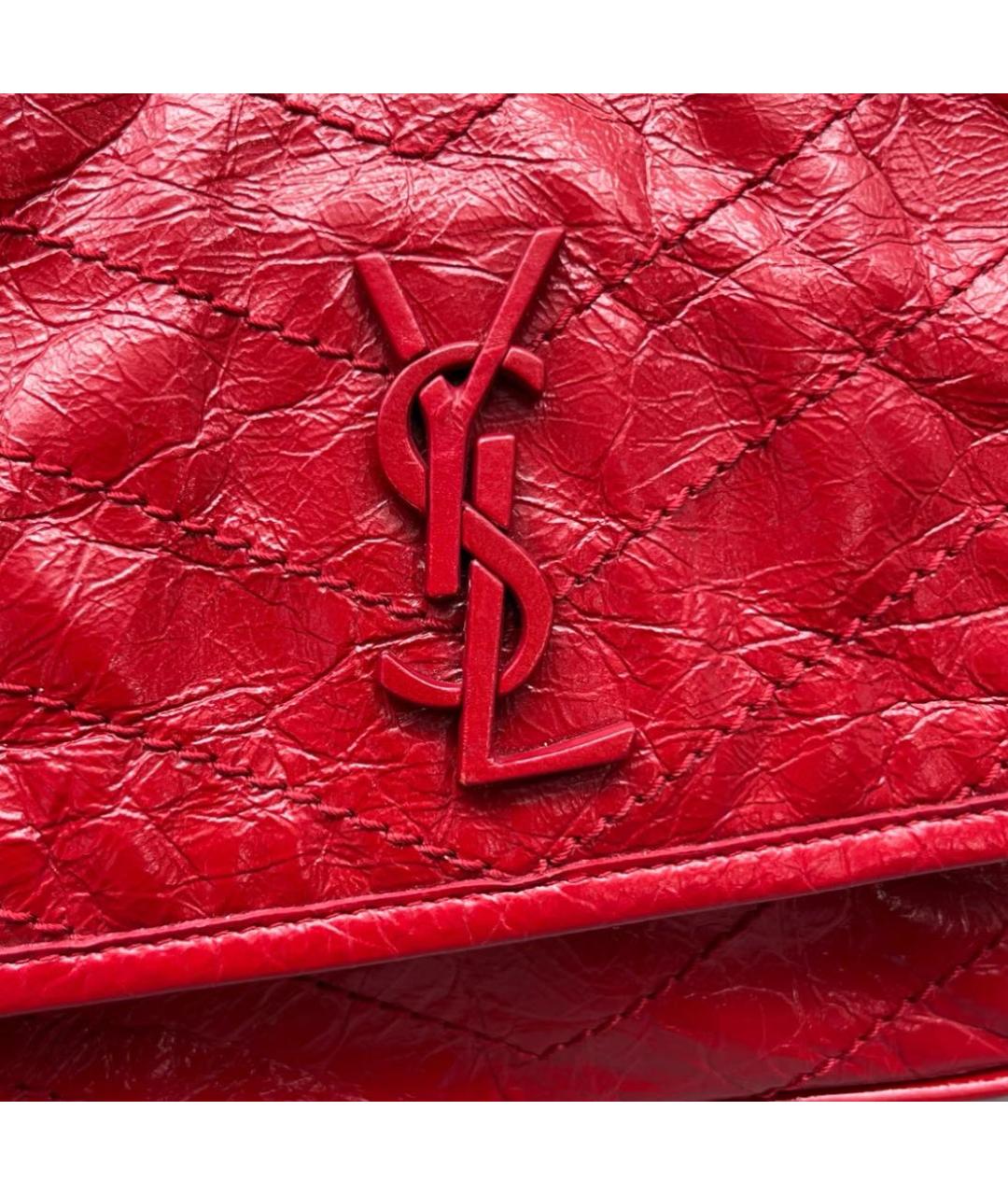 SAINT LAURENT Красная кожаная сумка через плечо, фото 4
