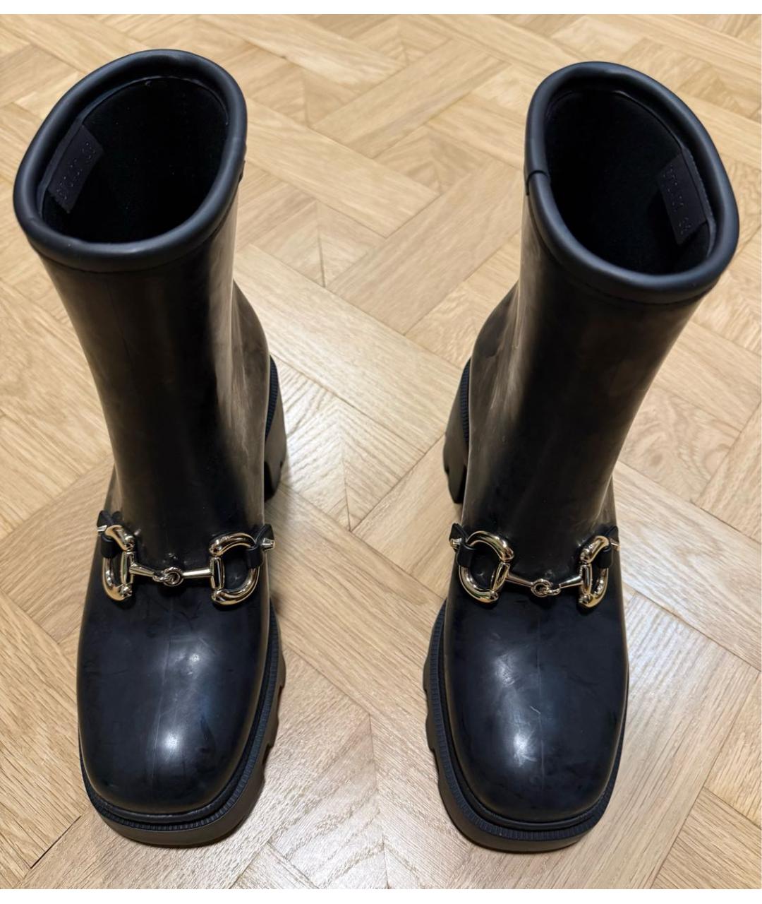 GUCCI Черные резиновые полусапоги, фото 2