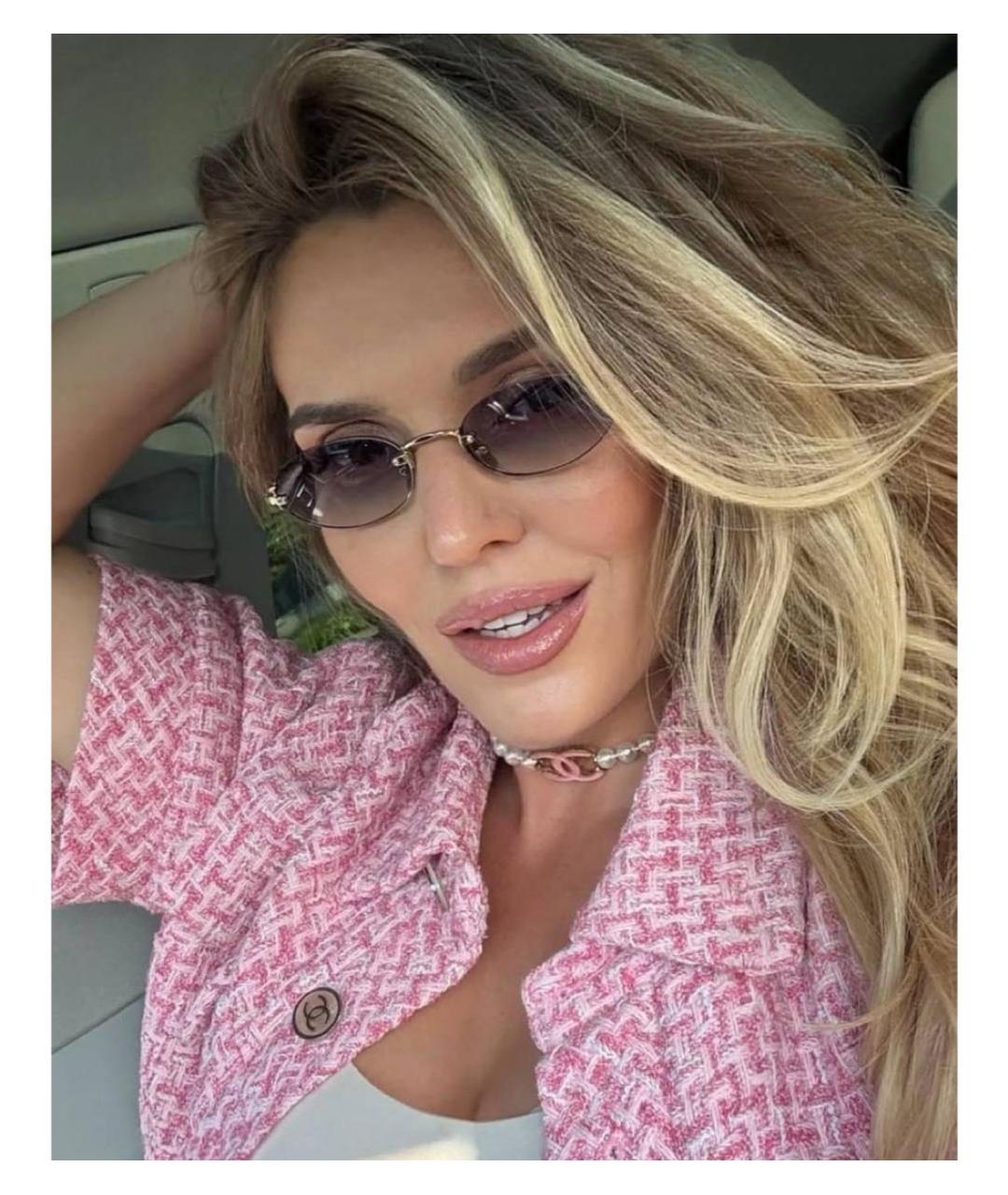 MIU MIU Золотые металлические солнцезащитные очки, фото 5