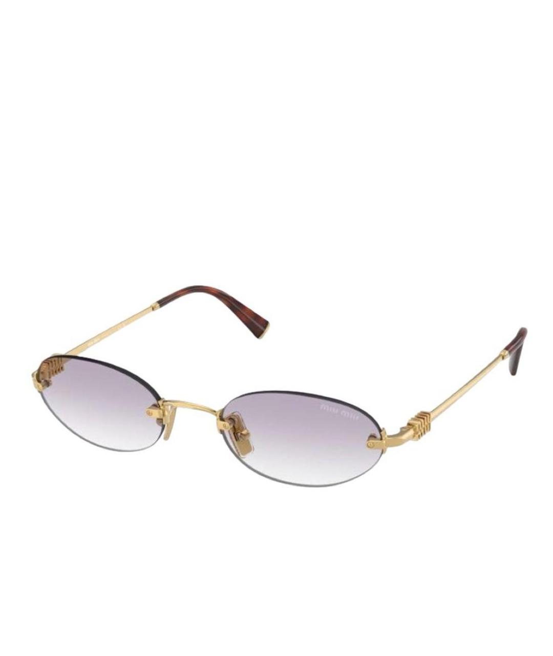 MIU MIU Золотые металлические солнцезащитные очки, фото 6