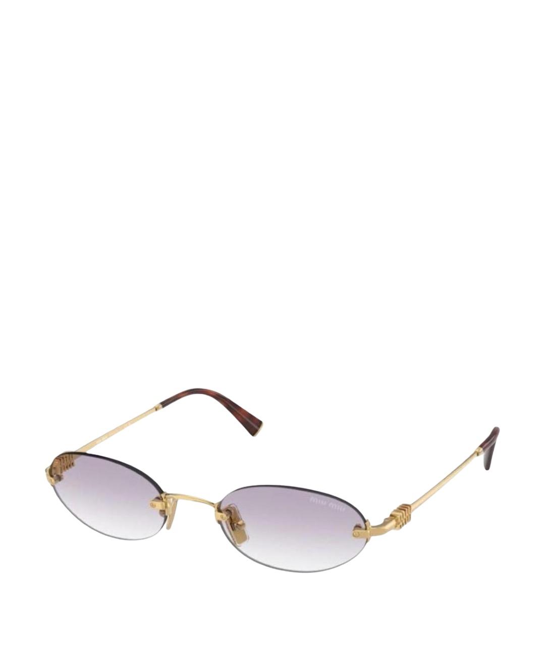 MIU MIU Золотые металлические солнцезащитные очки, фото 1