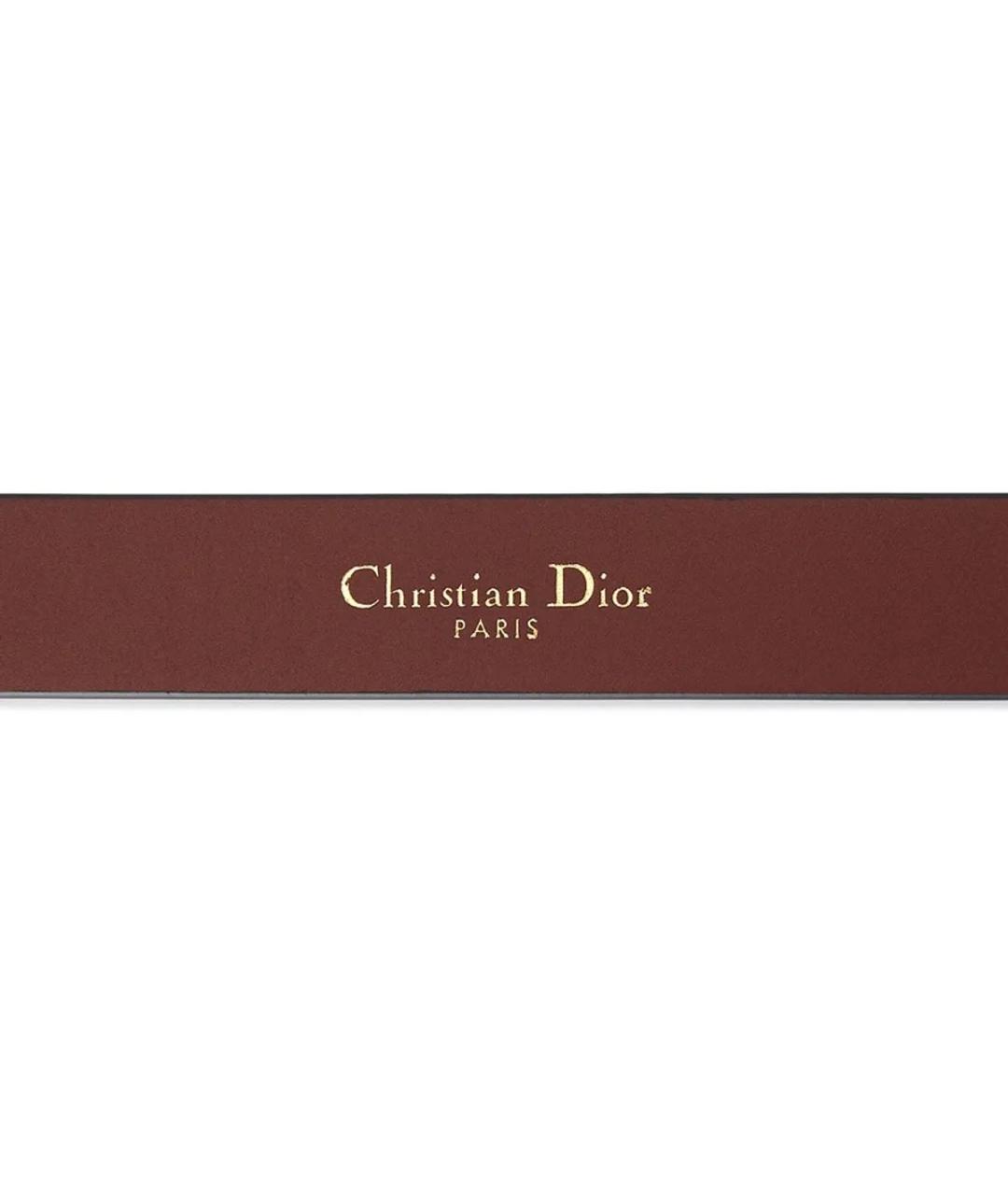 CHRISTIAN DIOR Бордовый кожаный ремень, фото 5