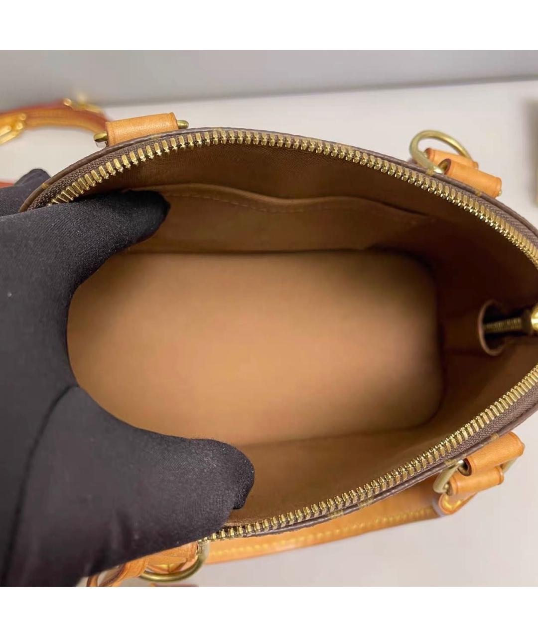 LOUIS VUITTON Коричневая кожаная сумка через плечо, фото 8