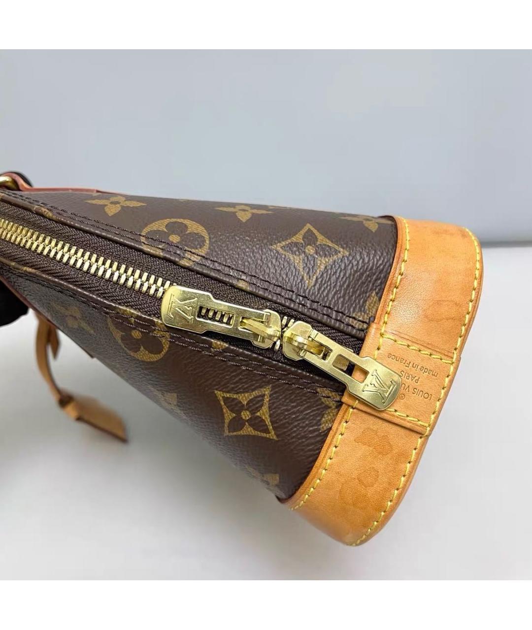 LOUIS VUITTON Коричневая кожаная сумка через плечо, фото 7