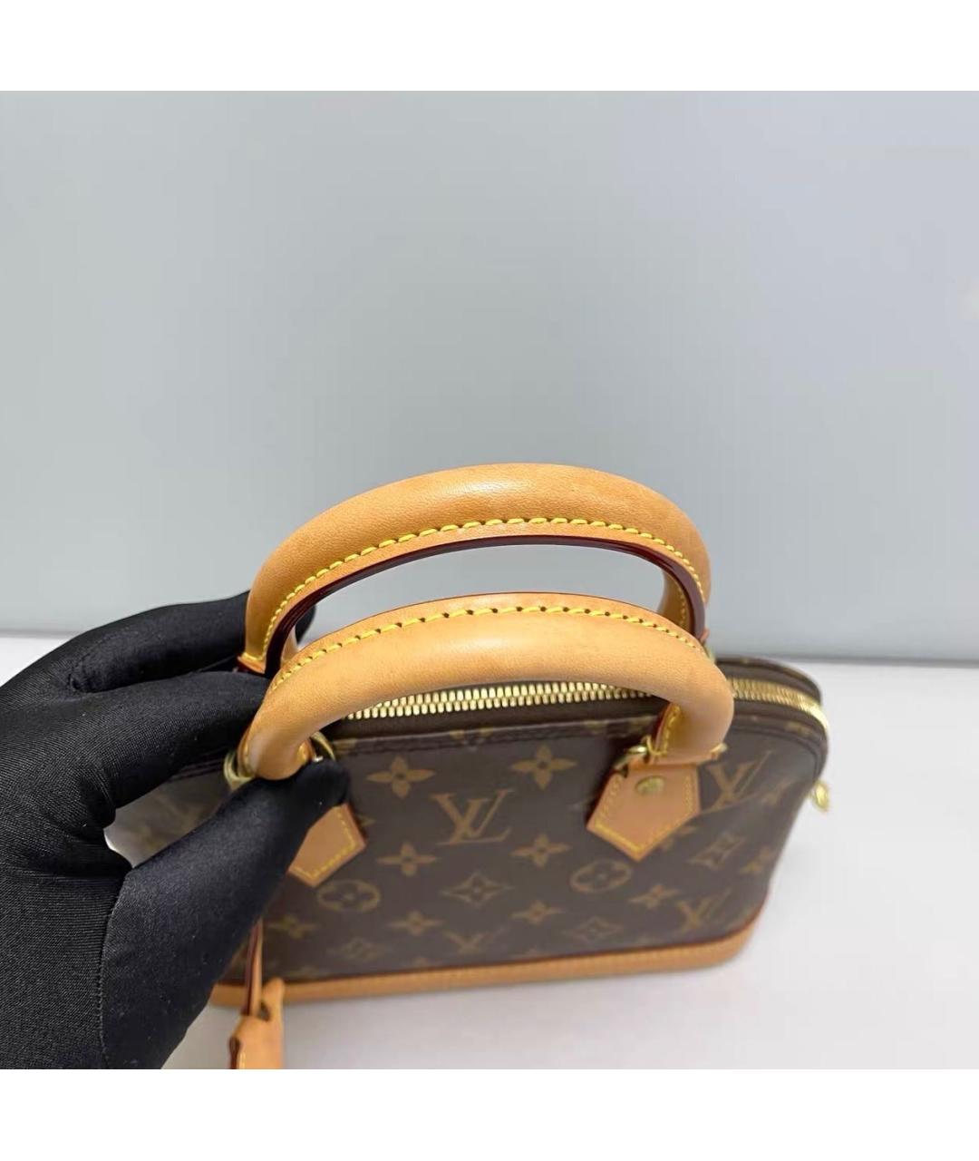 LOUIS VUITTON Коричневая кожаная сумка через плечо, фото 6