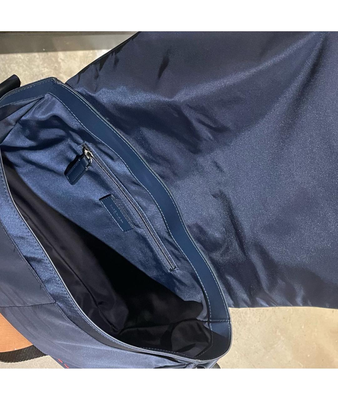 KITON Темно-синяя тканевая сумка на плечо, фото 4