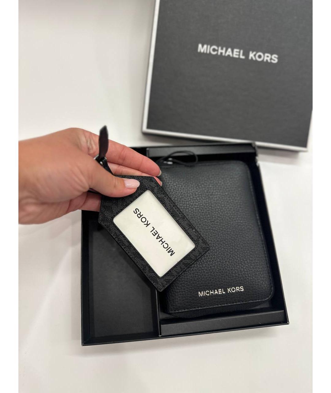 MICHAEL KORS Черный кожаный кошелек, фото 5