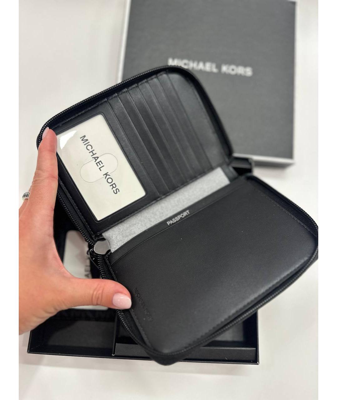 MICHAEL KORS Черный кожаный кошелек, фото 6