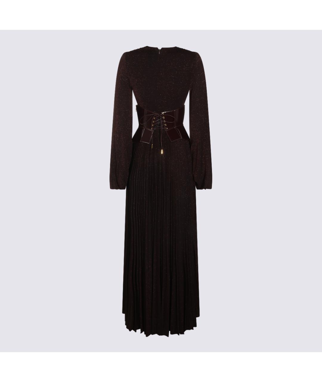 ELISABETTA FRANCHI Коричневое вискозное платье, фото 4
