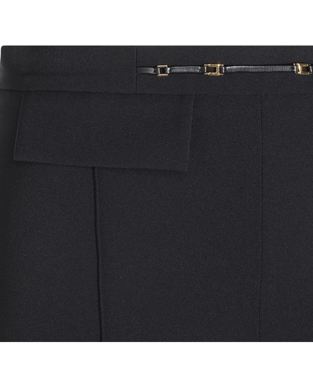 ELISABETTA FRANCHI Черные полиэстеровые прямые брюки, фото 5