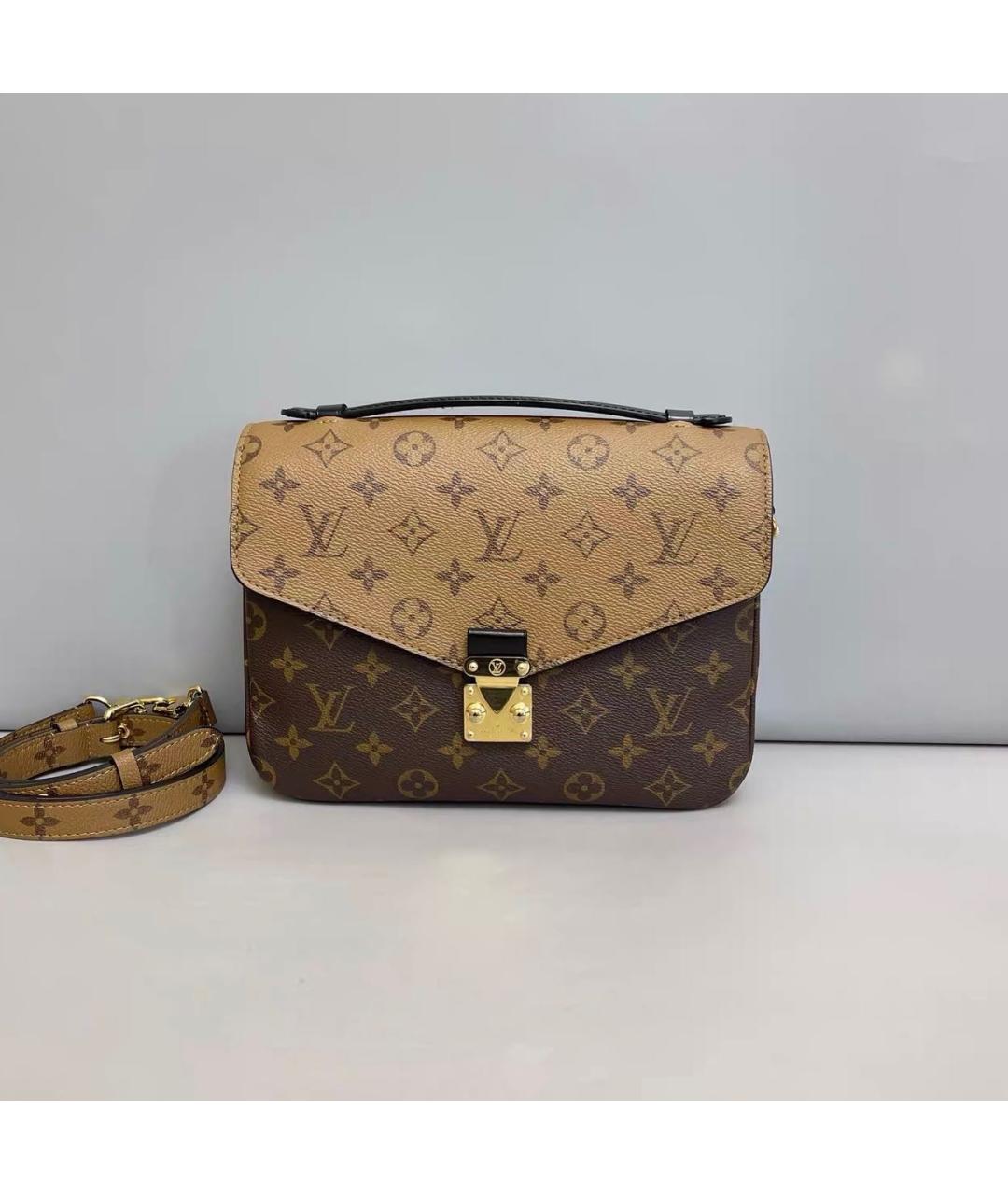 LOUIS VUITTON Коричневая кожаная сумка через плечо, фото 9