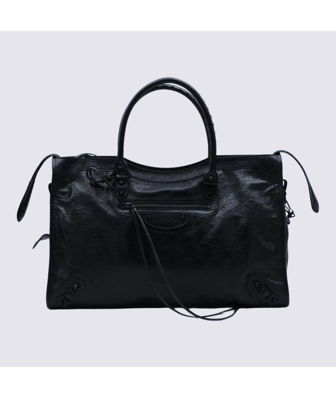 BALENCIAGA Черная кожаная сумка тоут, фото 2