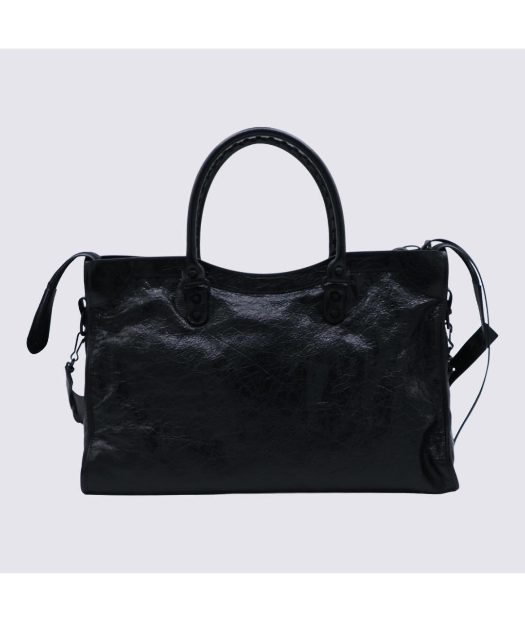 BALENCIAGA Черная кожаная сумка тоут, фото 5