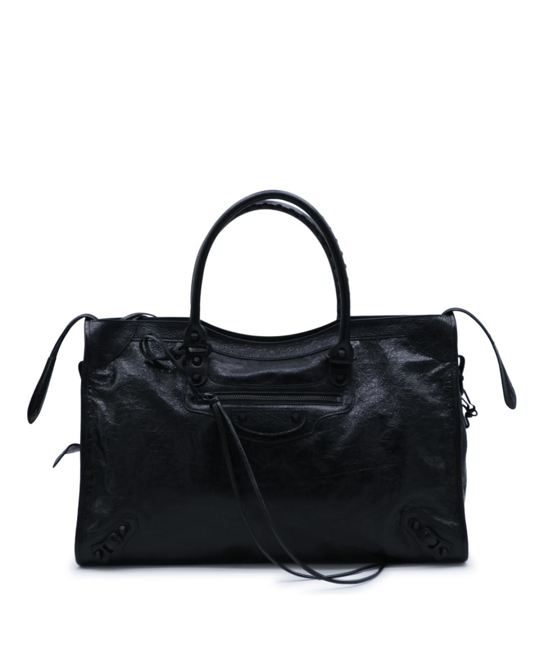 BALENCIAGA Черная кожаная сумка тоут, фото 1