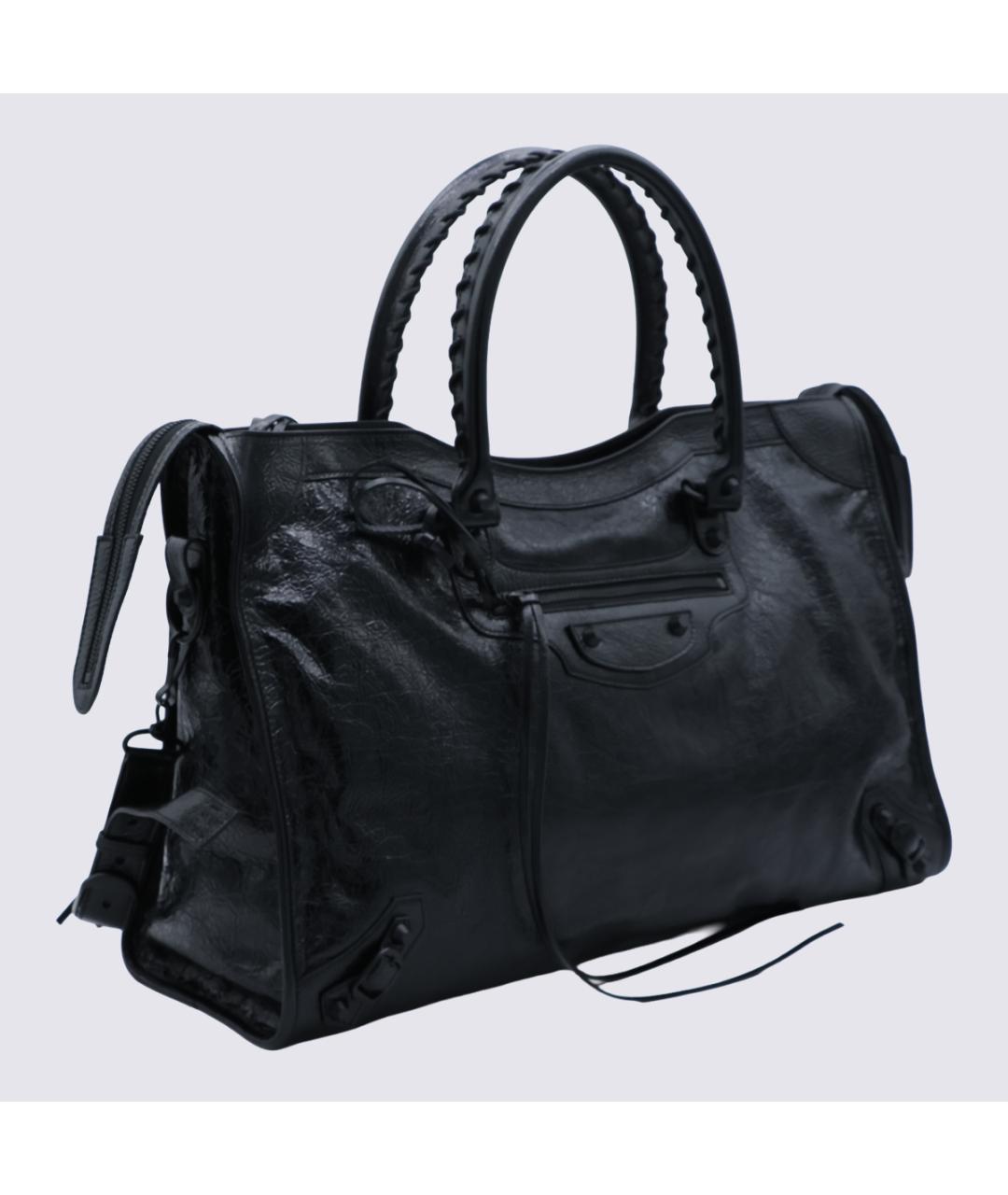 BALENCIAGA Черная кожаная сумка тоут, фото 3