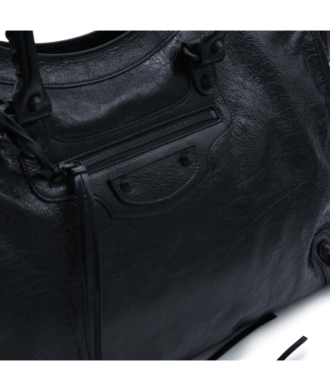 BALENCIAGA Черная кожаная сумка тоут, фото 8
