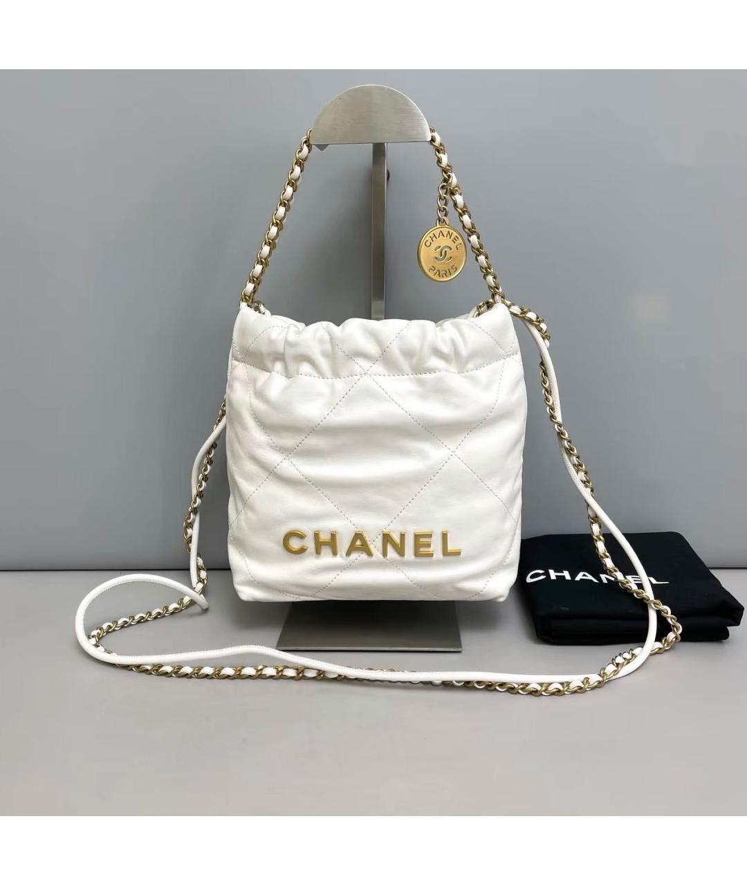 CHANEL Белая кожаная сумка тоут, фото 9