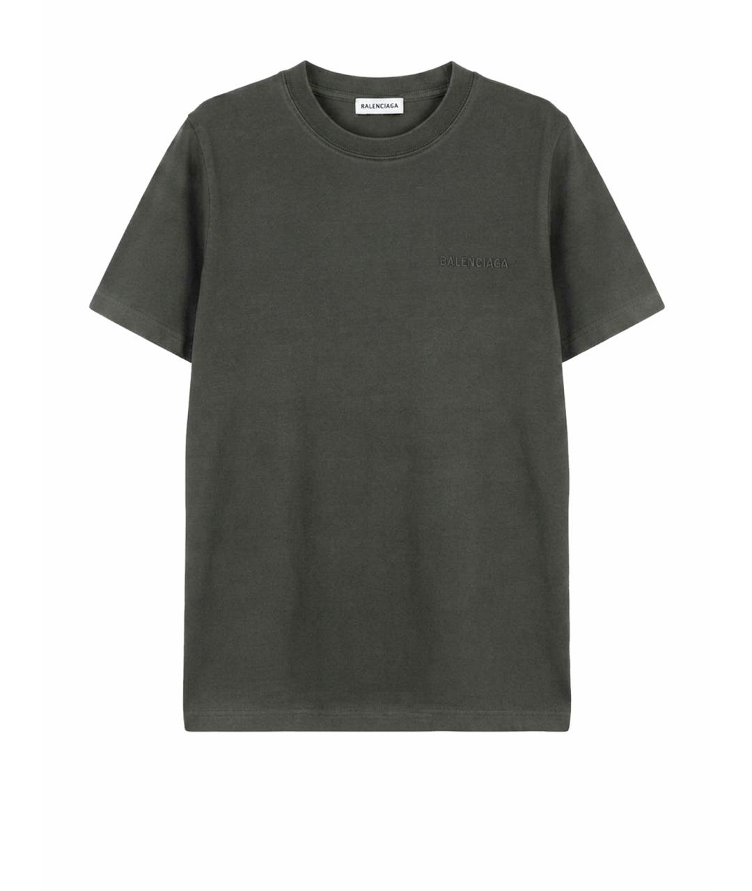 BALENCIAGA Хаки хлопковая футболка, фото 1