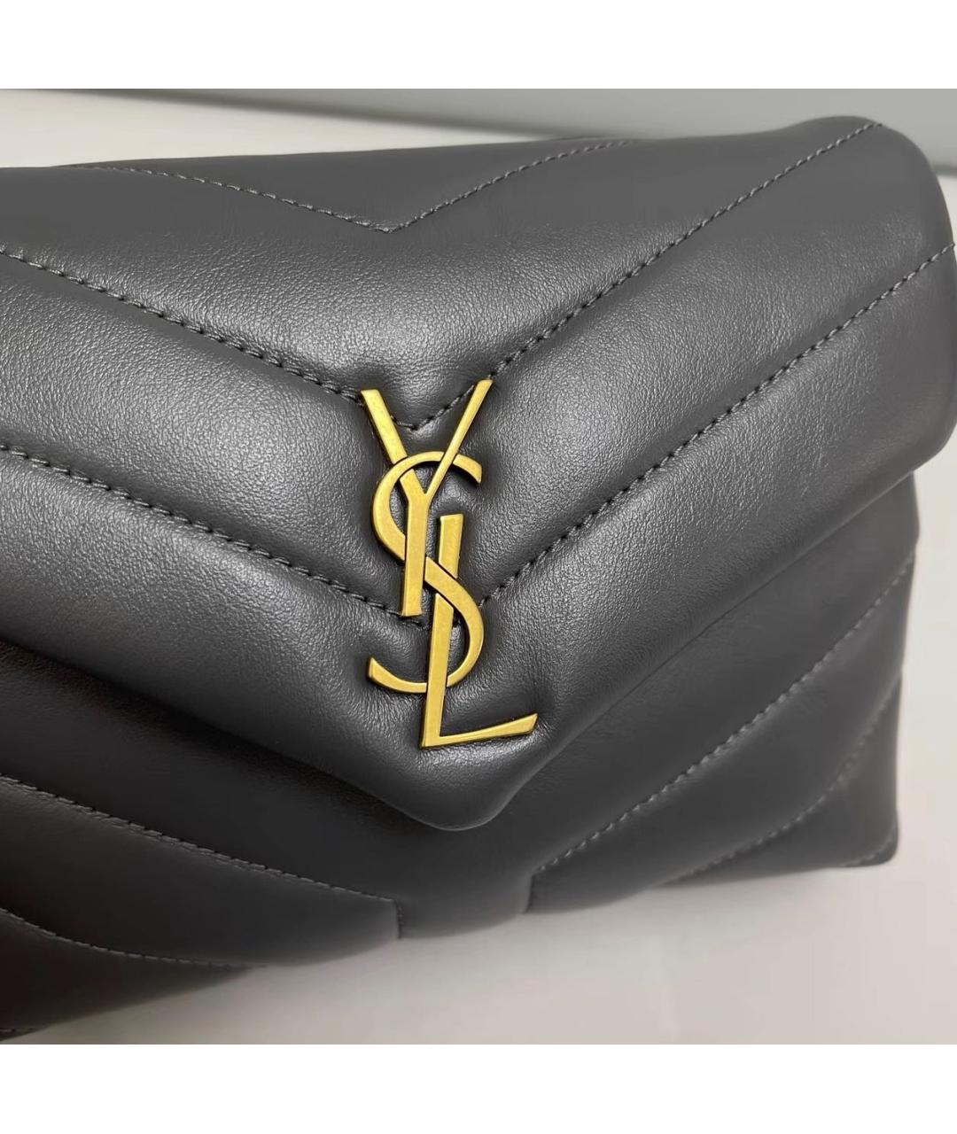SAINT LAURENT Антрацитовая кожаная сумка через плечо, фото 8
