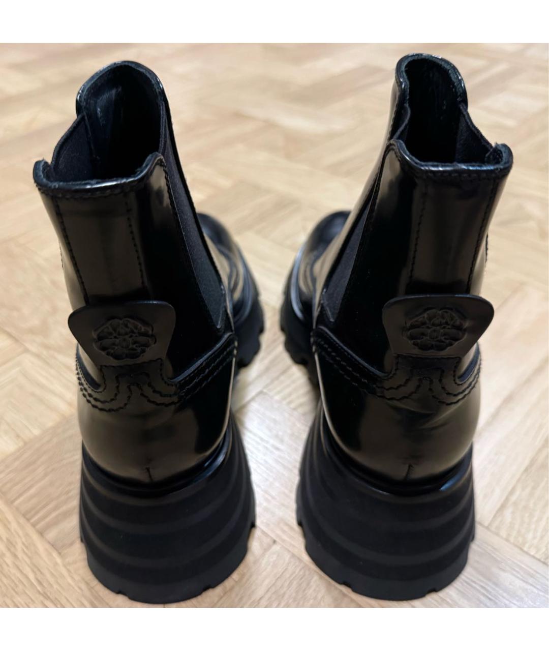 ALEXANDER MCQUEEN Черные кожаные полусапоги, фото 4