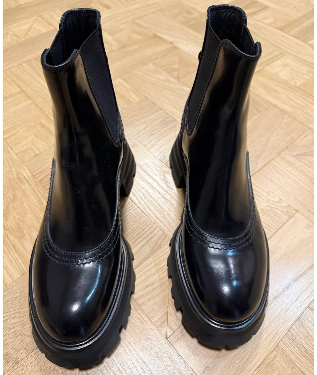 ALEXANDER MCQUEEN Черные кожаные полусапоги, фото 2