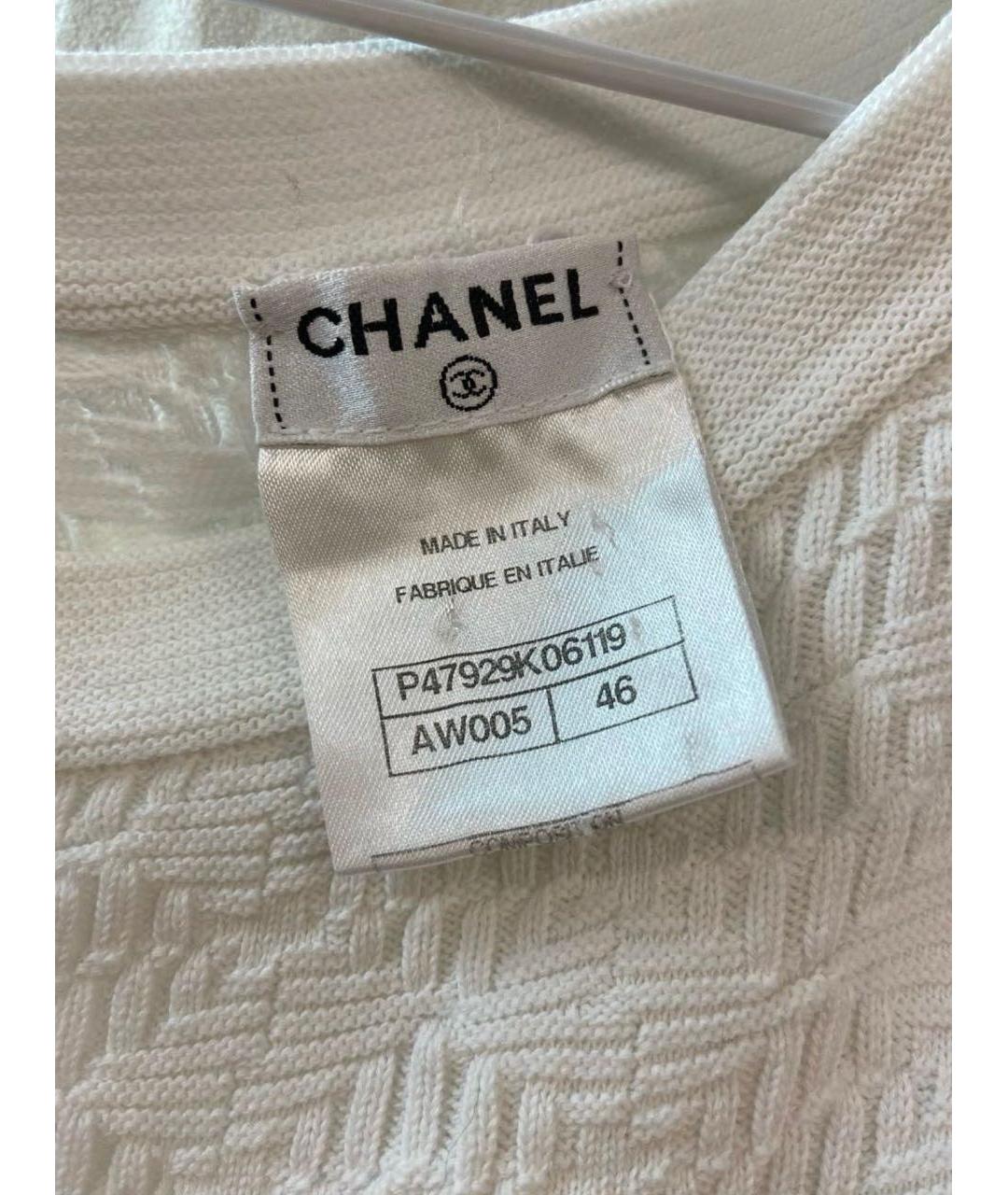 CHANEL Белое хлопковое коктейльное платье, фото 5