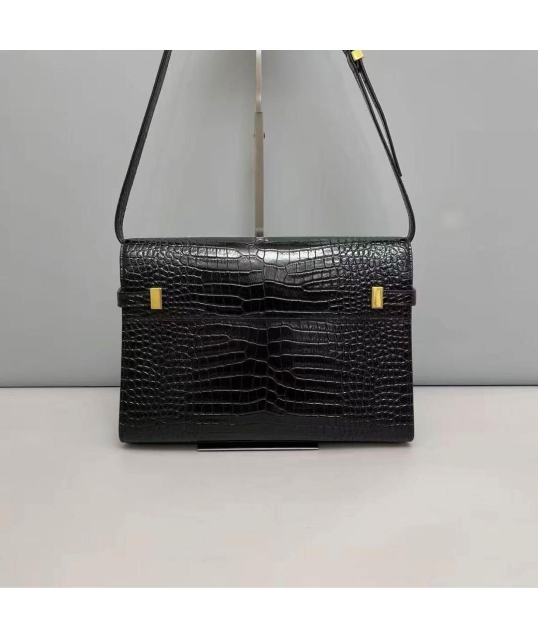 SAINT LAURENT Черная кожаная сумка через плечо, фото 2