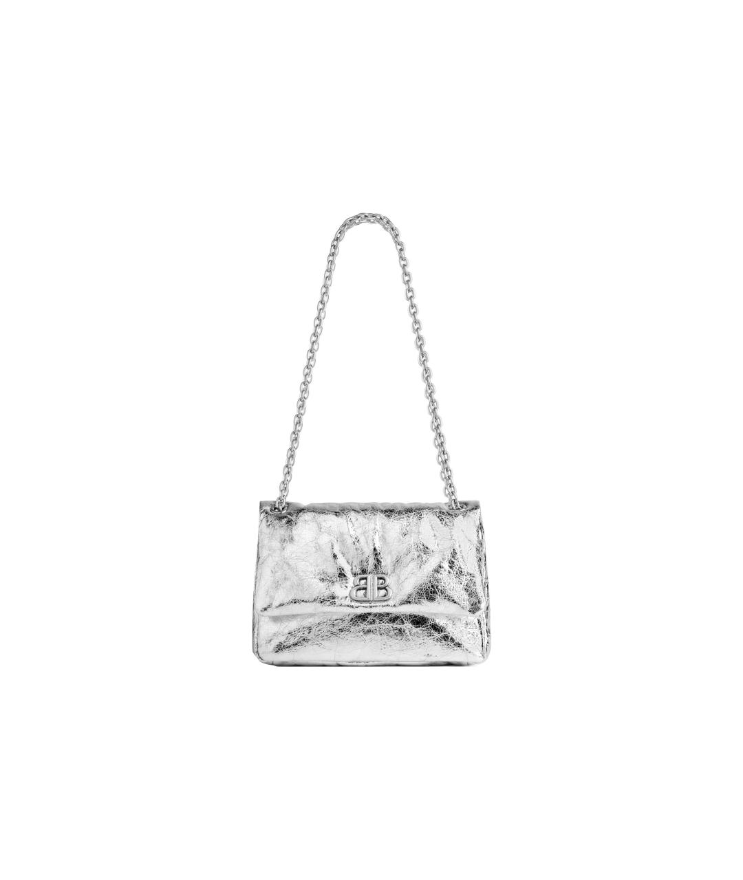 BALENCIAGA Серебряная кожаная сумка через плечо, фото 2