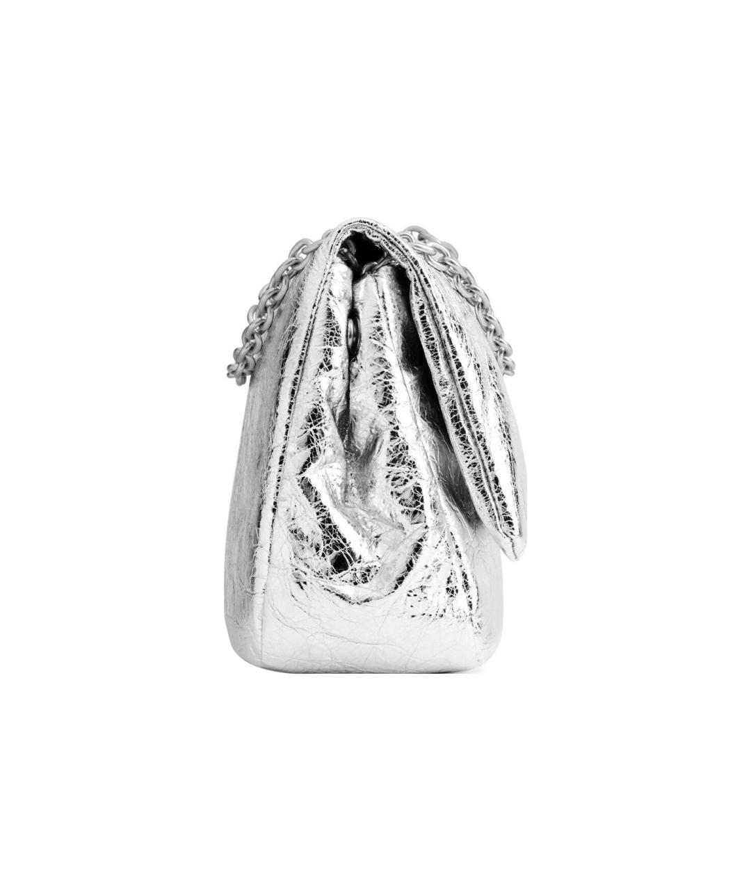 BALENCIAGA Серебряная кожаная сумка через плечо, фото 4