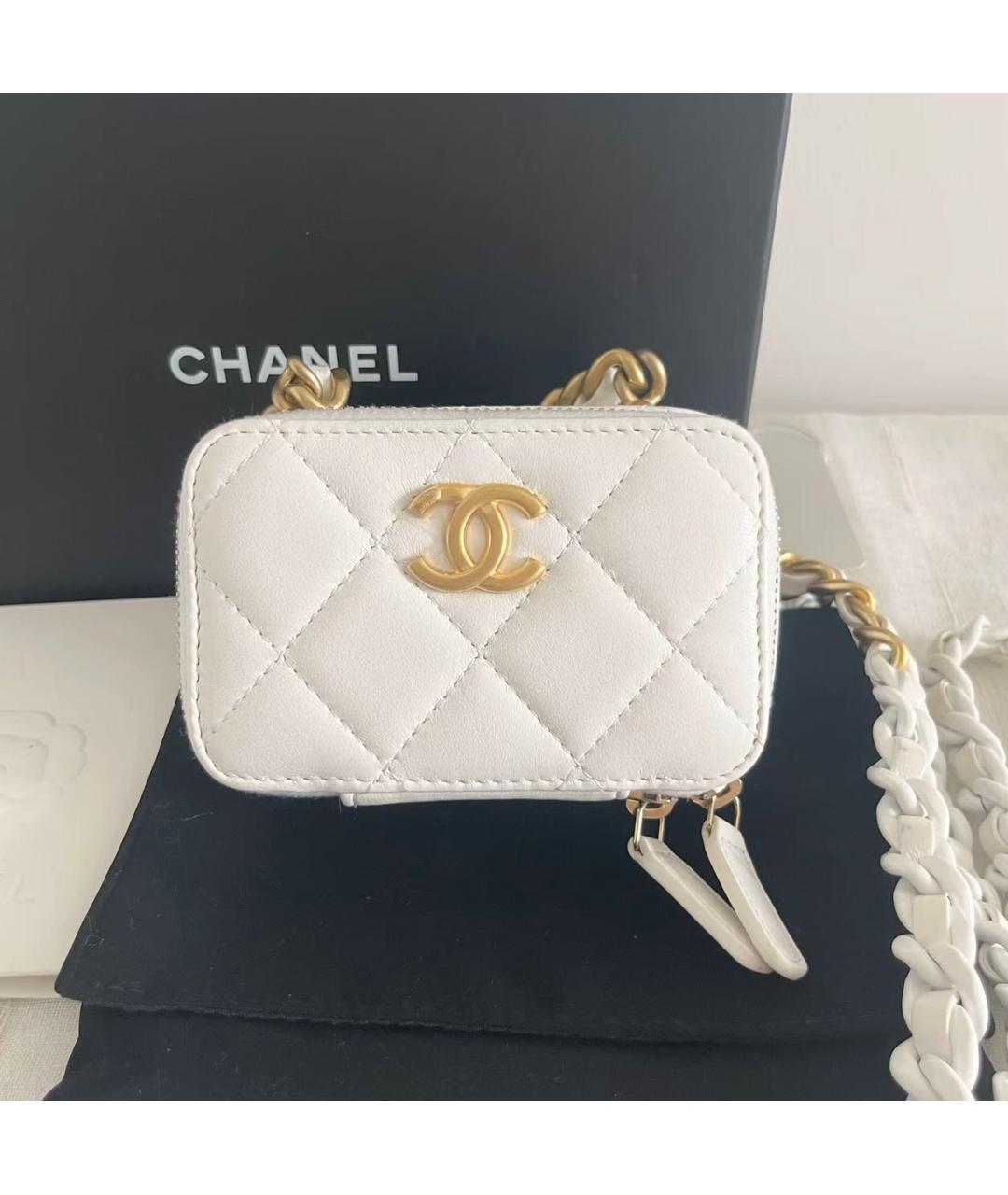 CHANEL Белая кожаная сумка через плечо, фото 8