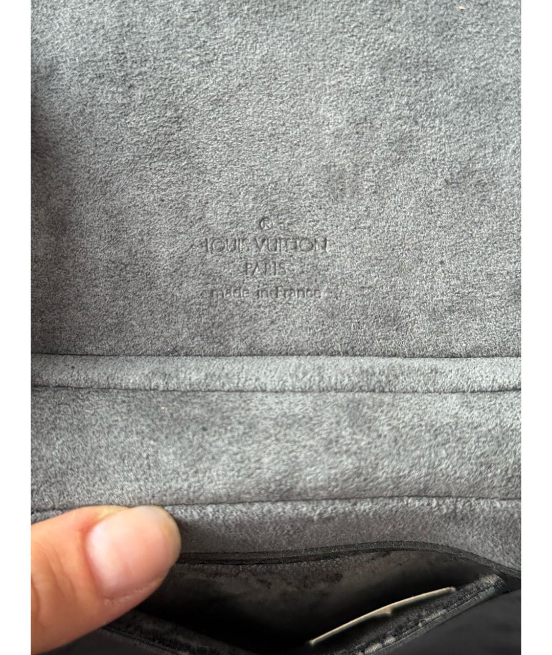 LOUIS VUITTON Черная кожаная сумка с короткими ручками, фото 6