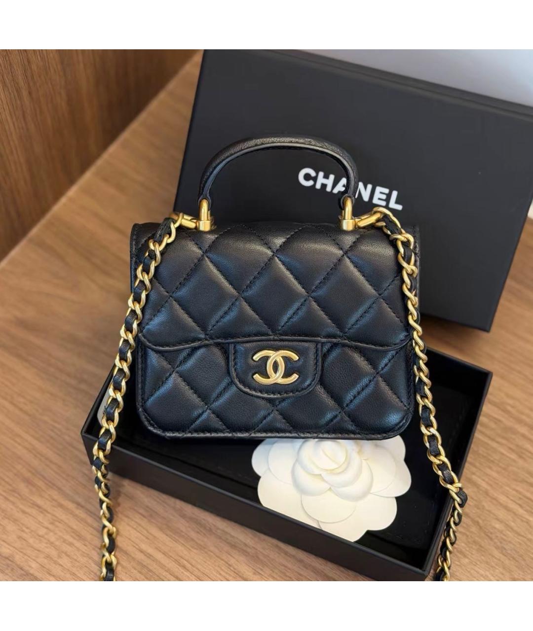 CHANEL Черная кожаная сумка через плечо, фото 8