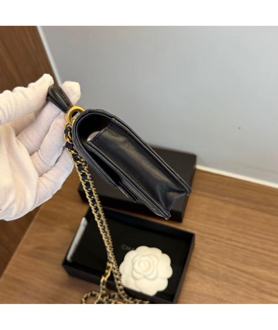 CHANEL Черная кожаная сумка через плечо, фото 4