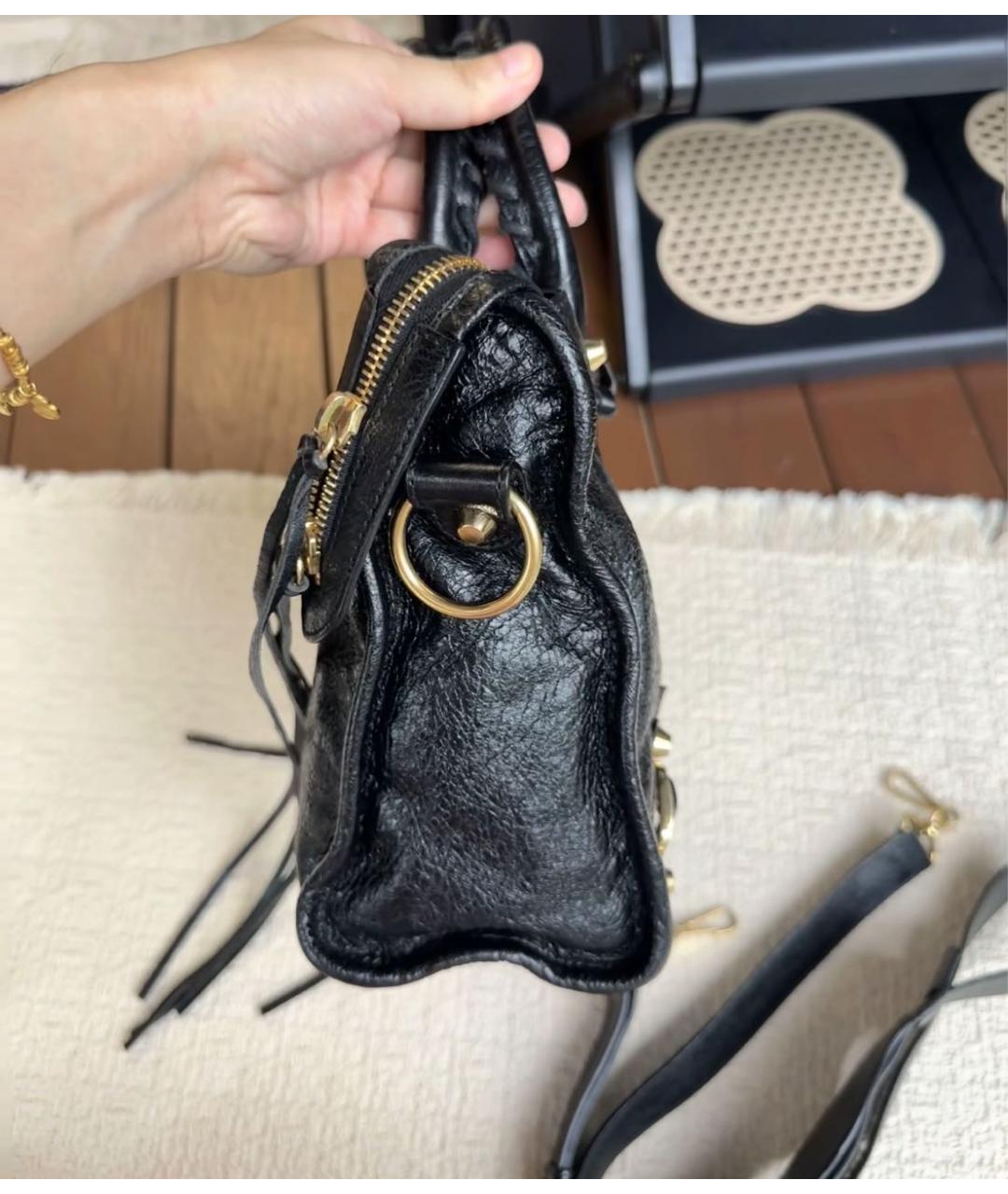 BALENCIAGA Черная кожаная сумка с короткими ручками, фото 4