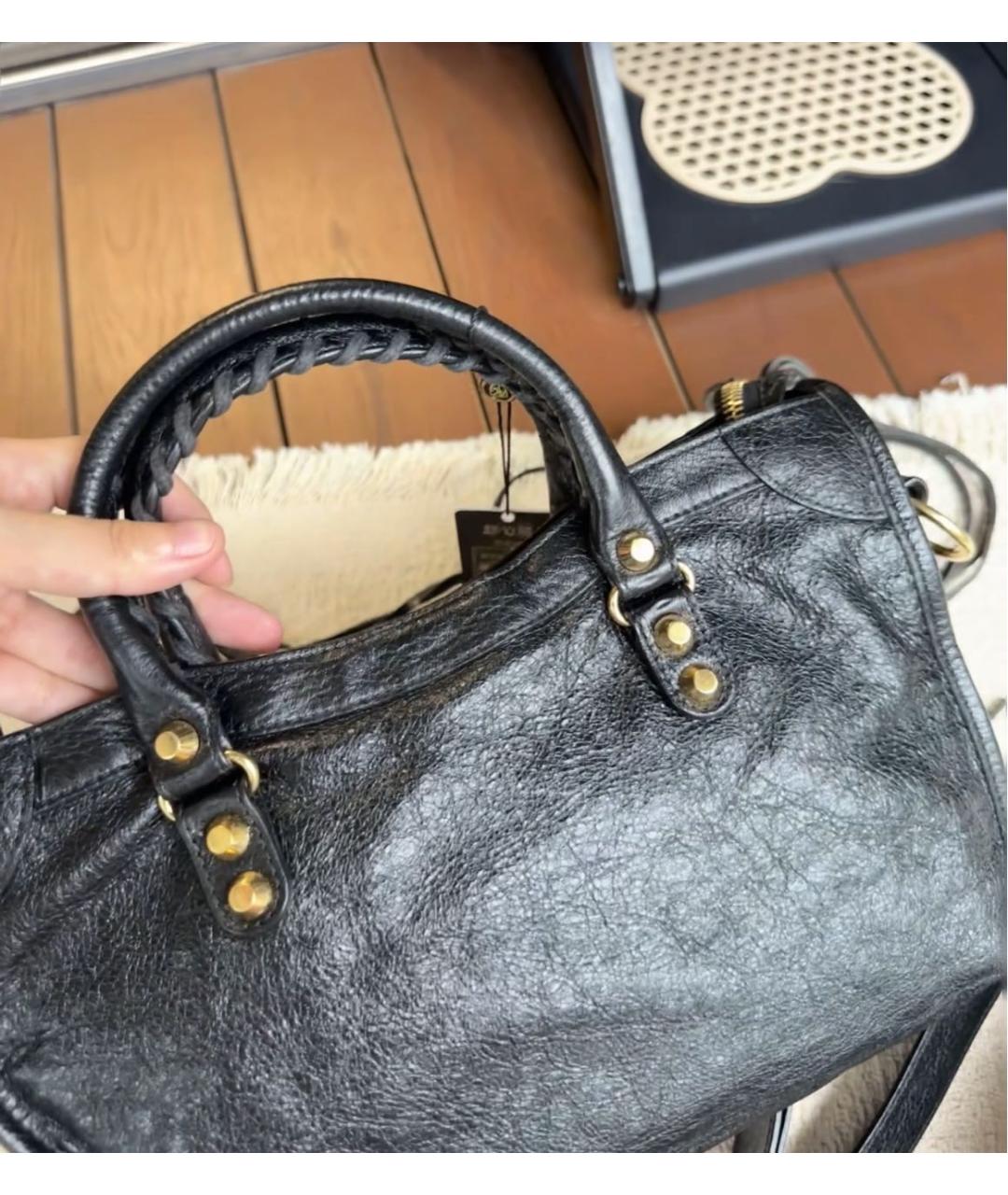 BALENCIAGA Черная кожаная сумка с короткими ручками, фото 6