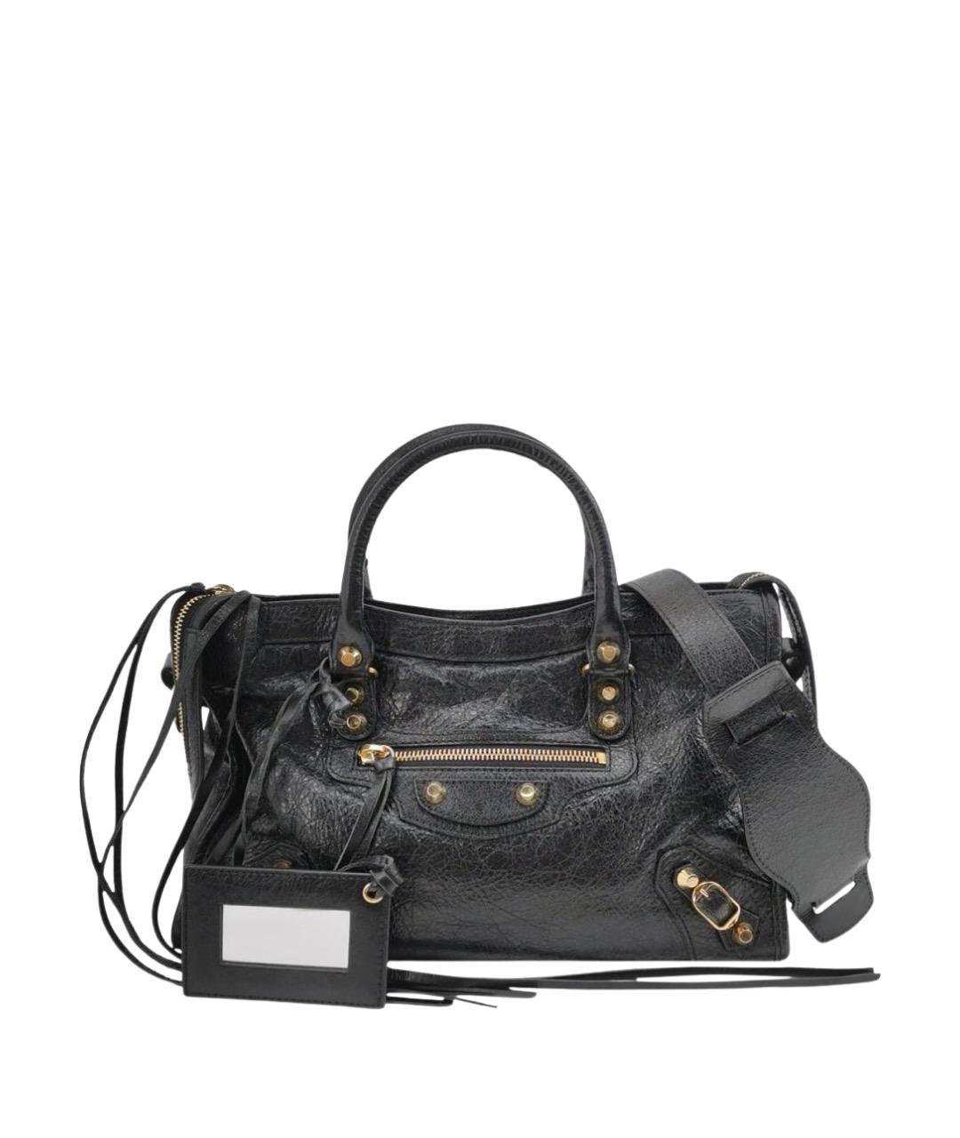 BALENCIAGA Черная кожаная сумка с короткими ручками, фото 1