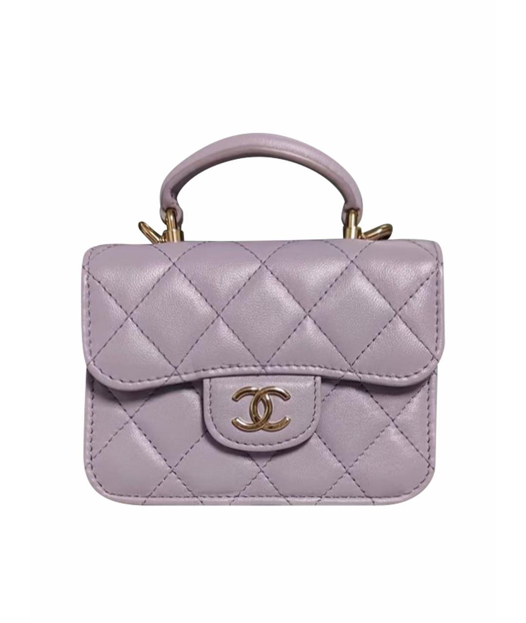 CHANEL Фиолетовая кожаная сумка с короткими ручками, фото 1
