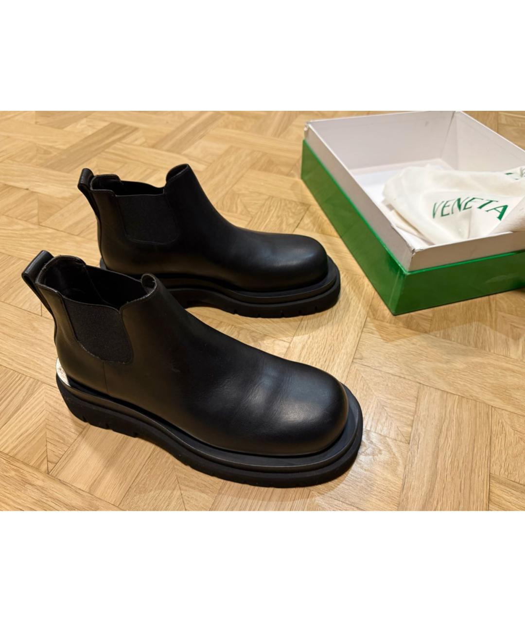 BOTTEGA VENETA Черные кожаные полусапоги, фото 7