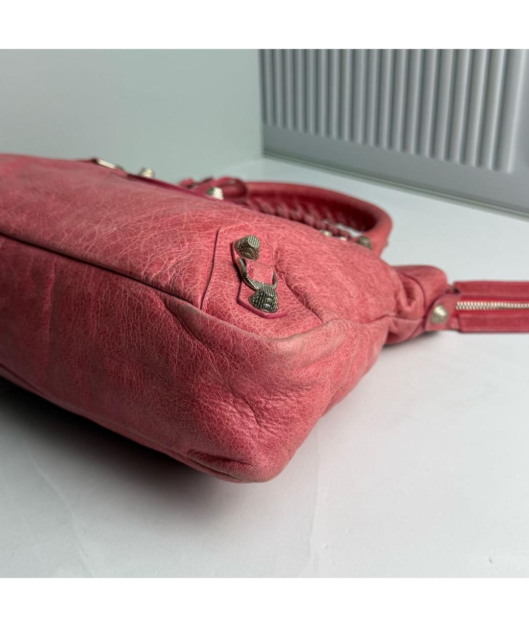 BALENCIAGA Розовая кожаная сумка с короткими ручками, фото 6