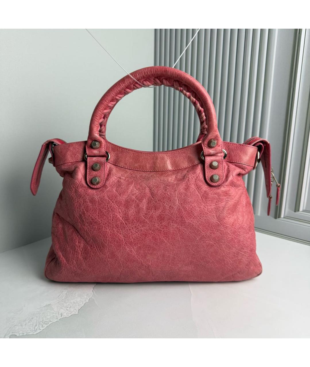 BALENCIAGA Розовая кожаная сумка с короткими ручками, фото 3