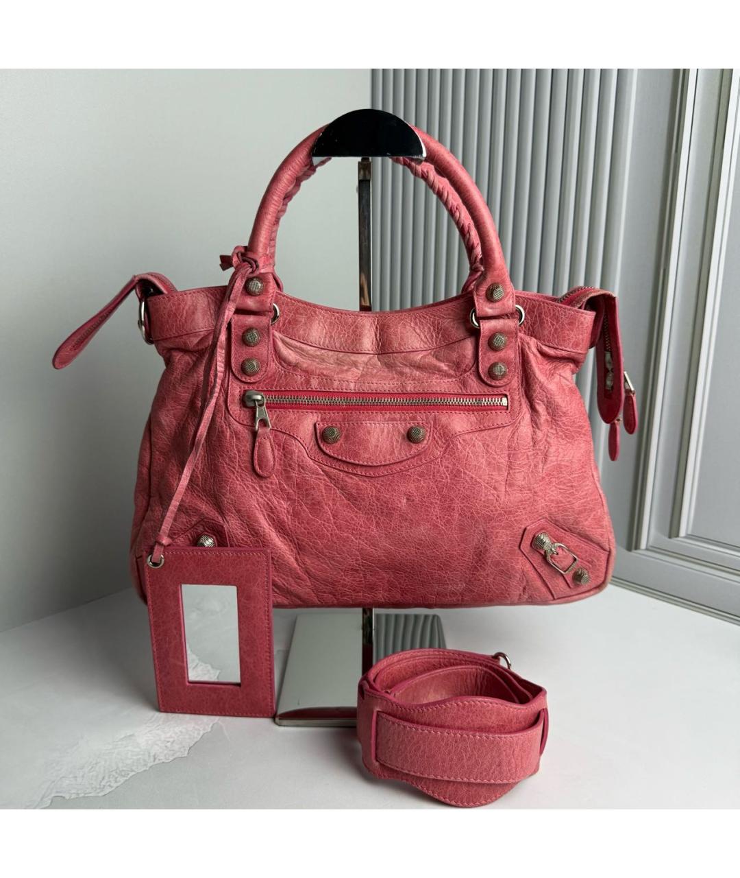 BALENCIAGA Розовая кожаная сумка с короткими ручками, фото 2