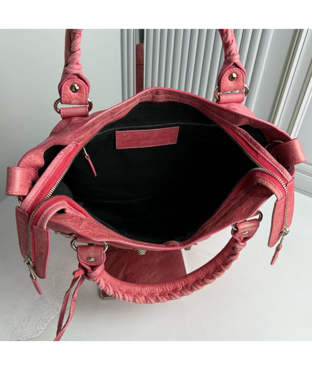 BALENCIAGA Розовая кожаная сумка с короткими ручками, фото 8